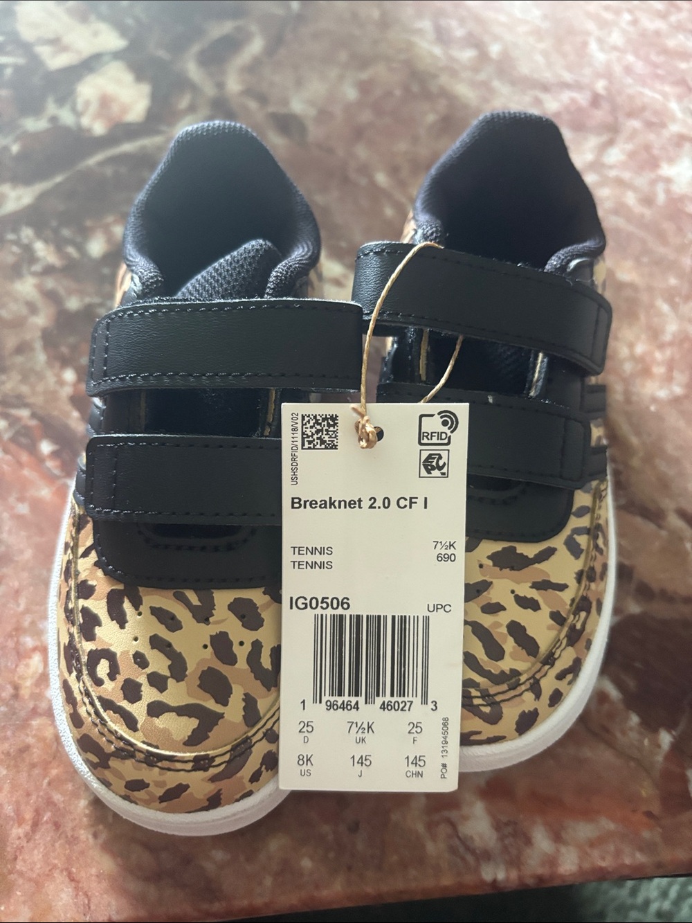 adidas Kids Sneakers in Black & Tan Leopard Print
